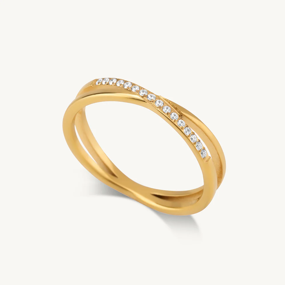 cross over stones lined twist ring cross over stones lined twist ring